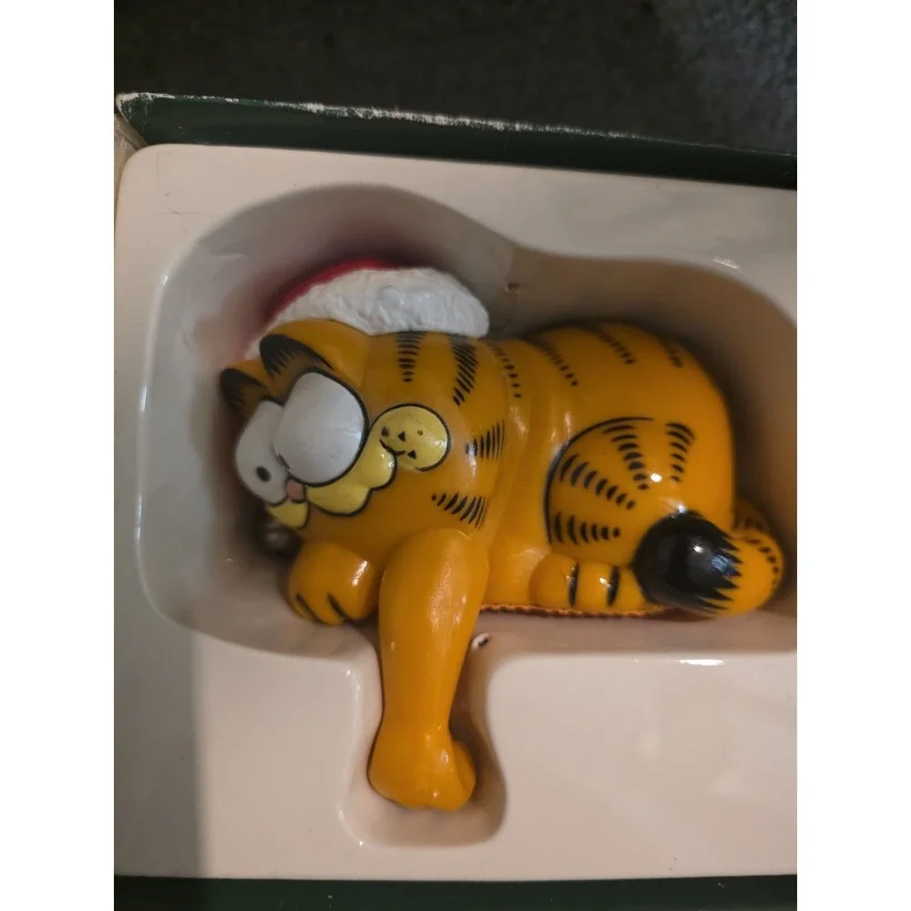 Vintage 1978 Santa Garfield Stocking Hanger Enesco Original Box Retro Christmas